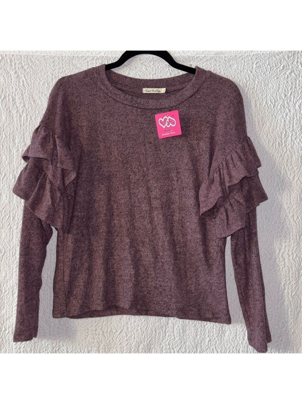 Heart & Hips Chic Ruffle Long Sleeve Sweater Top
